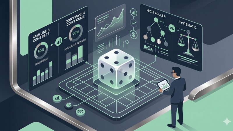 Современная иллюстрация с игральными костями и фишками для статьи об основах ставок в крэпс